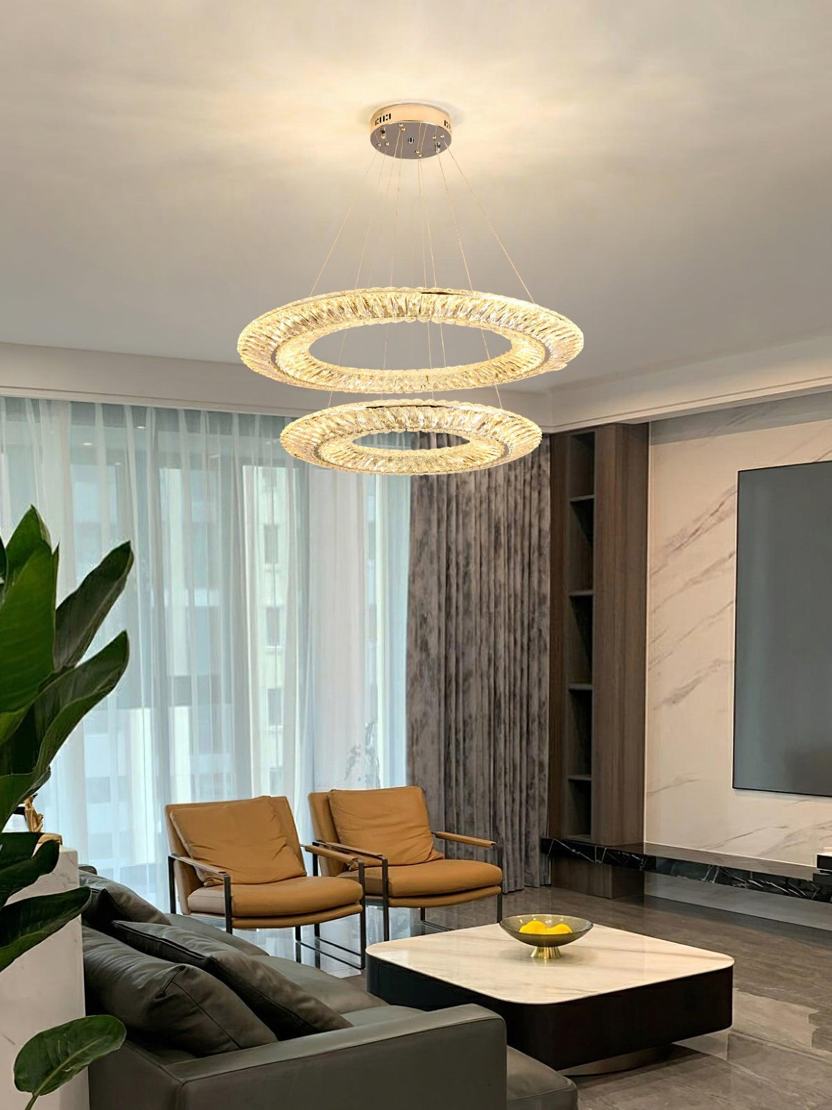 Tev Geometric kroonluchter met kristallen LED elegant