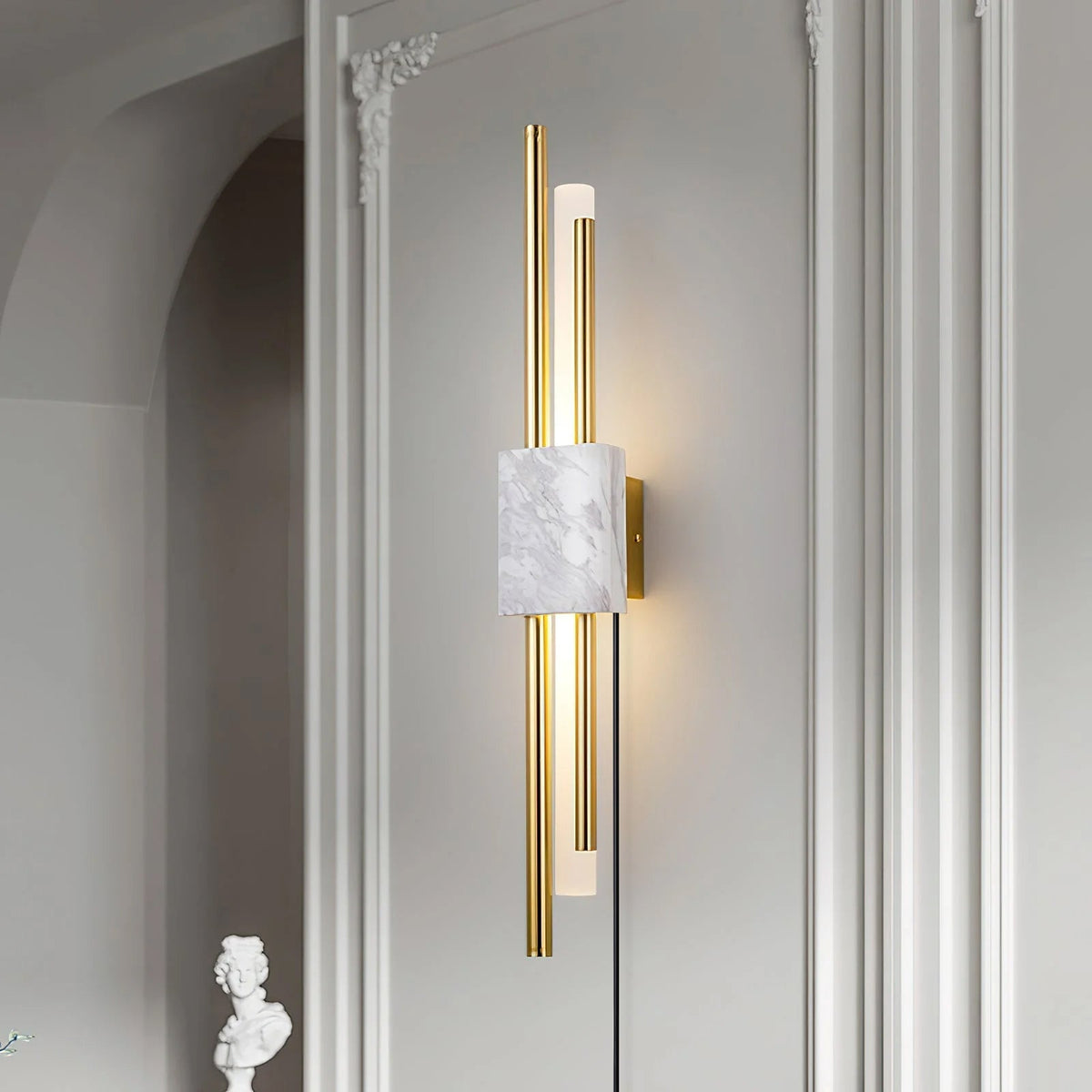Evely Premium Noordse kunst wandlamp met marmer, met stekker