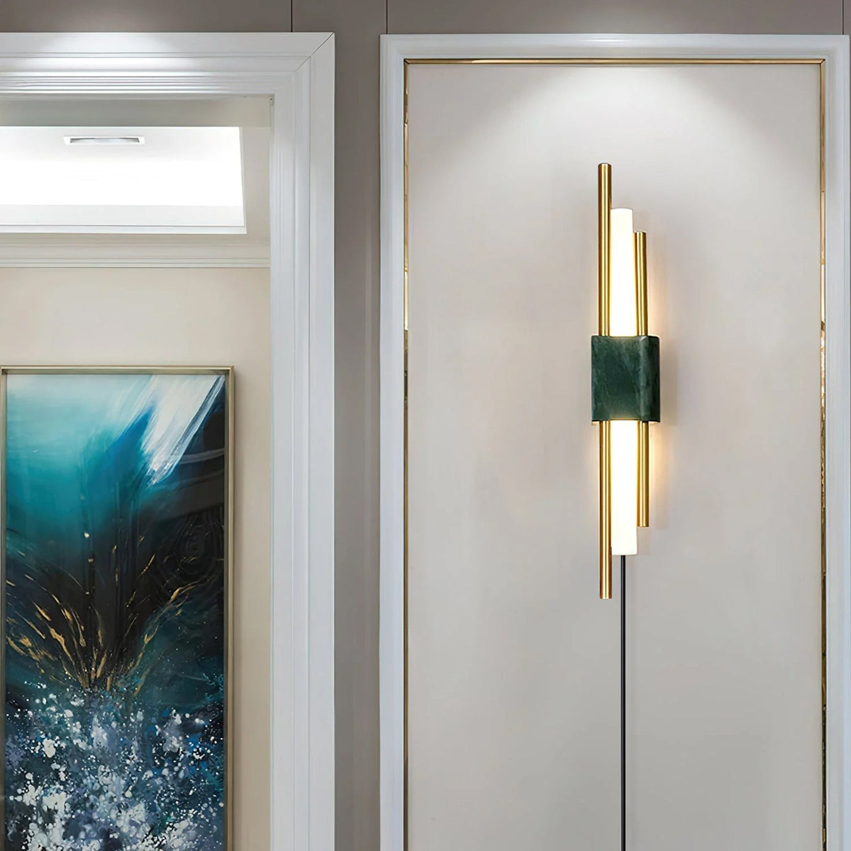 Evely Premium Noordse kunst wandlamp met marmer, met stekker