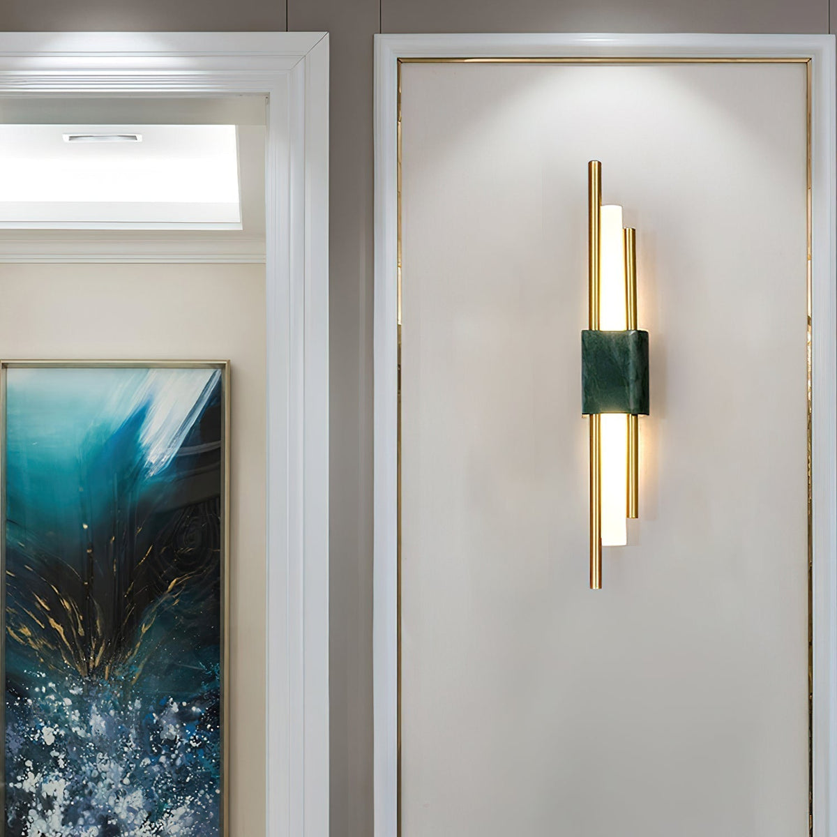Evely Premium Noordse kunst wandlamp met marmer, met stekker