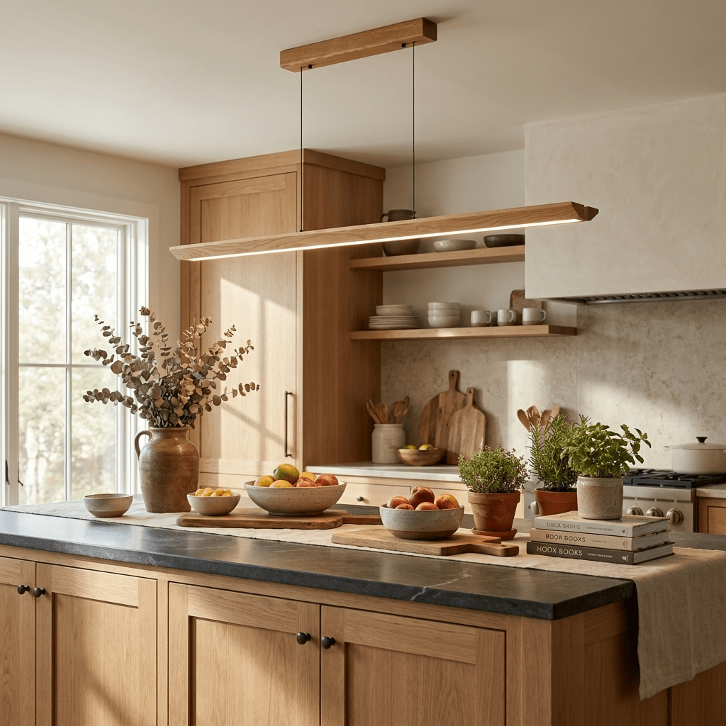 Alderine lineaire hanglamp van walnoothout