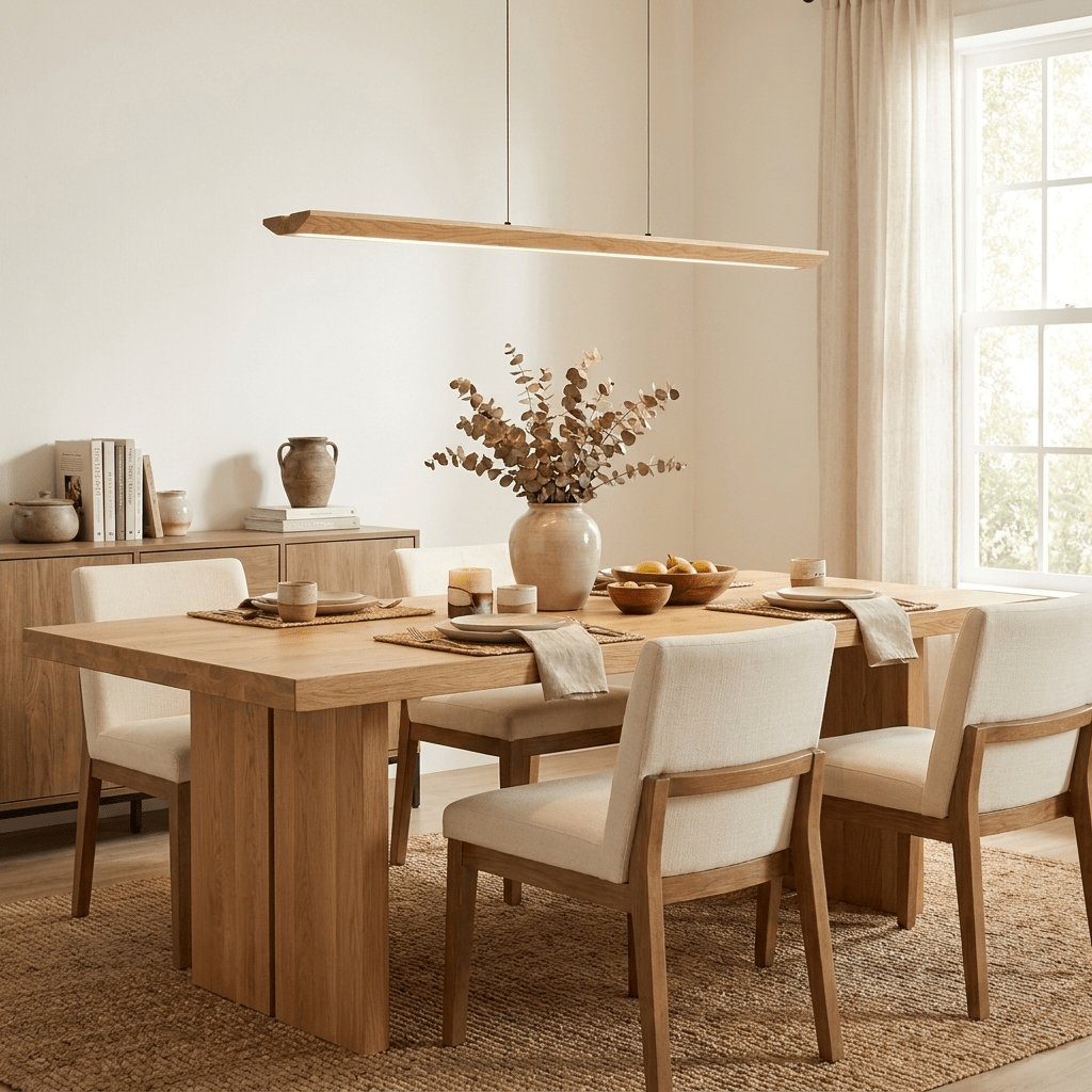 Alderine lineaire hanglamp van walnoothout