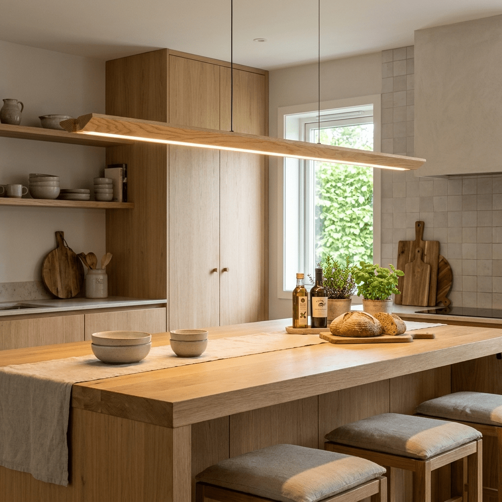Alderine lineaire hanglamp van walnoothout