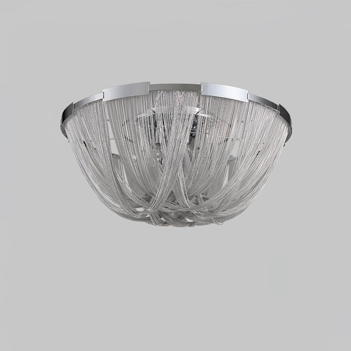 Talj plafondlamp met ketting van aluminium en tassel in nikkel