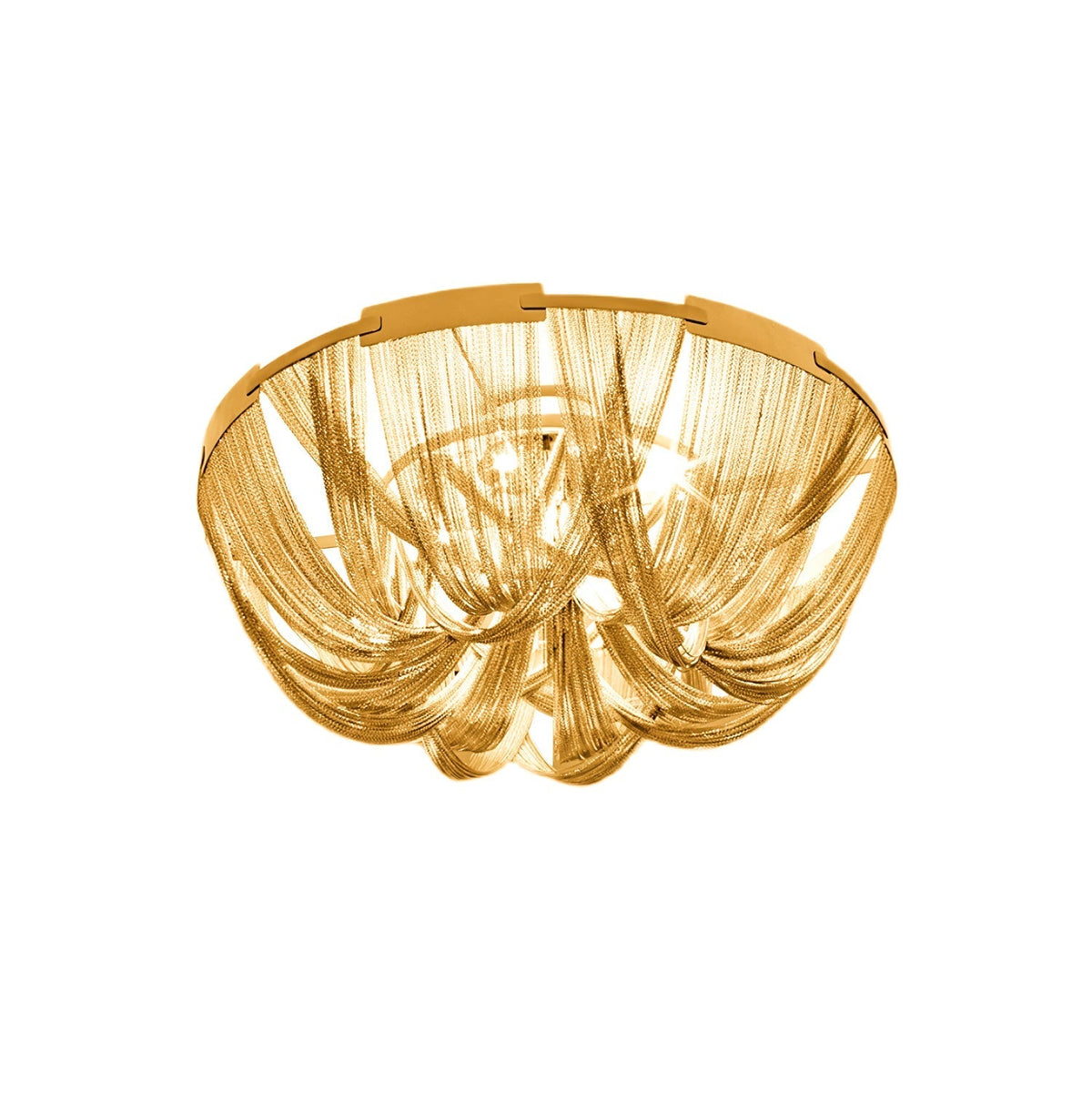 Talj plafondlamp met ketting van aluminium en tassel in nikkel