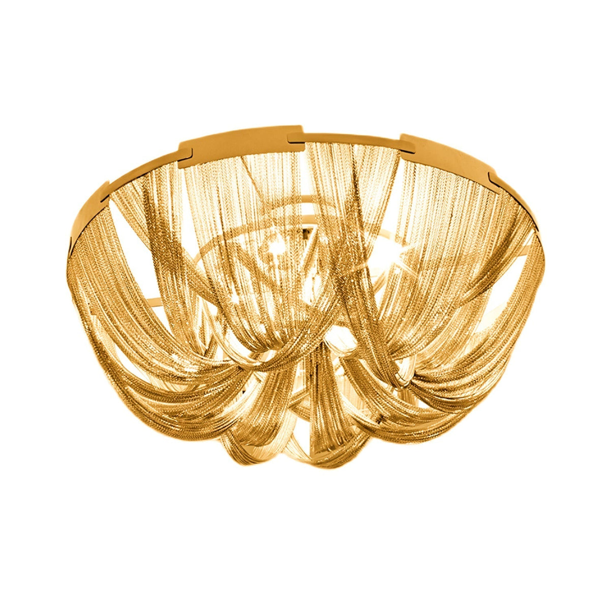 Talj plafondlamp met ketting van aluminium en tassel in nikkel