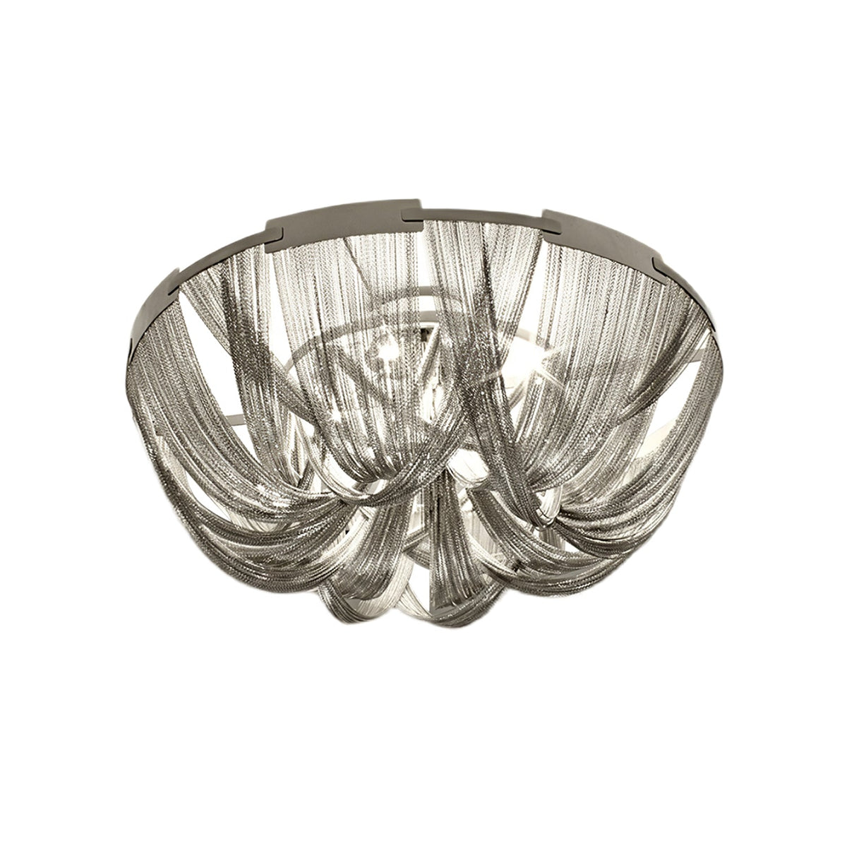 Talj plafondlamp met ketting van aluminium en tassel in nikkel