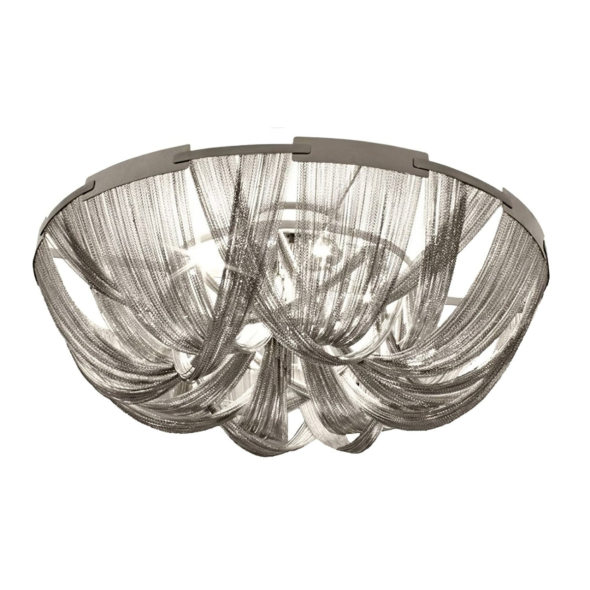 Talj plafondlamp met ketting van aluminium en tassel in nikkel