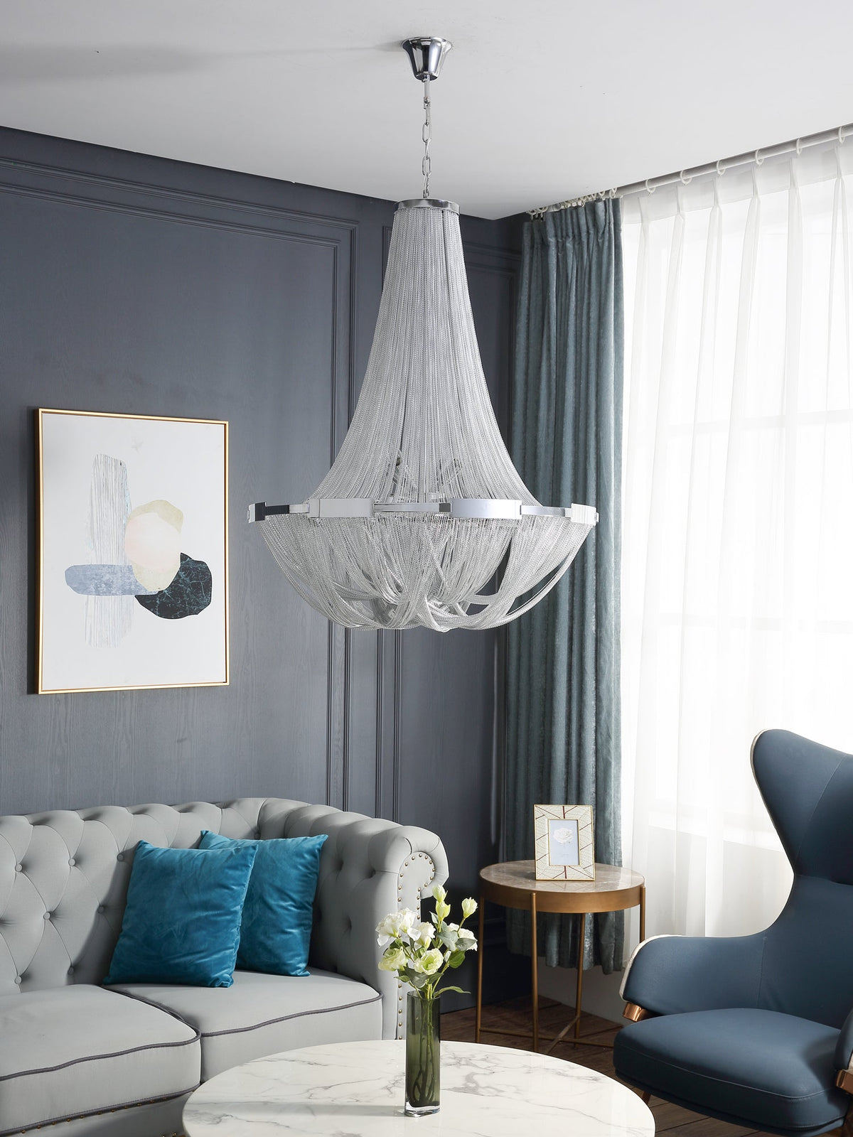 Zylen kroonluchter met aluminium ketting