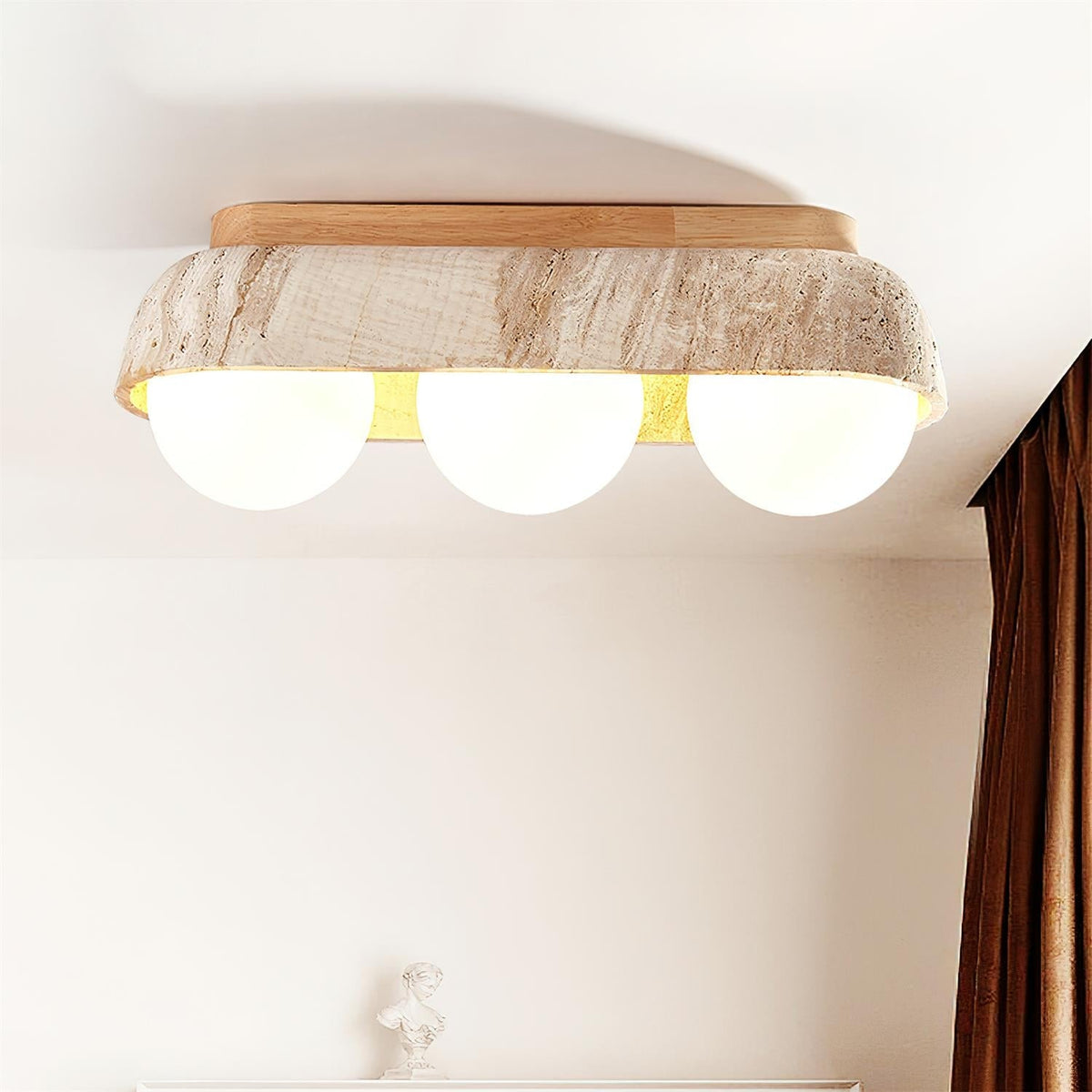 Norelina plafondlamp travertin Rechthoekig