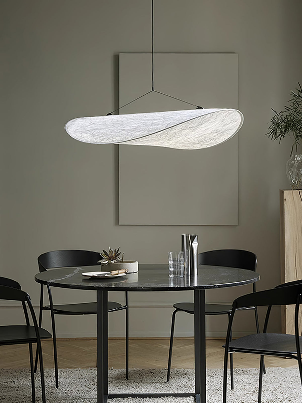 Larenol hanglamp van glas van papier en glasvezel