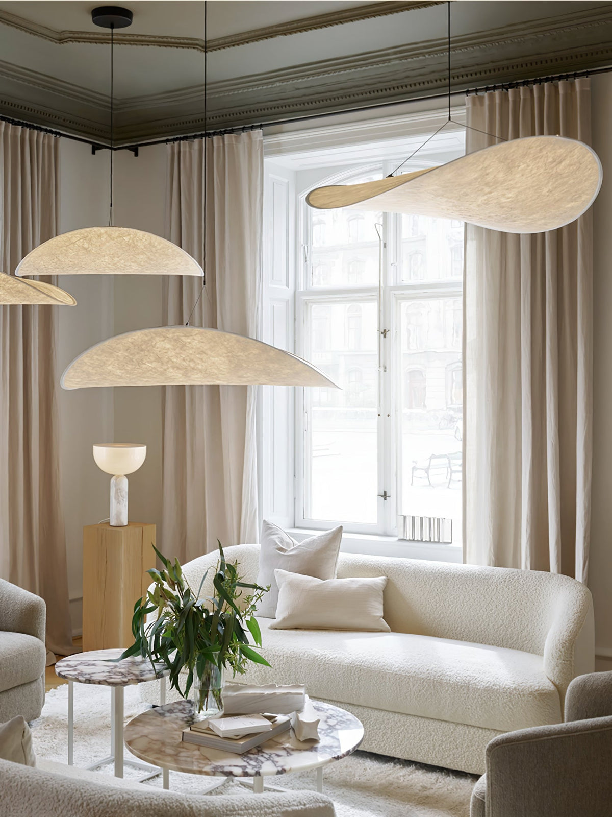 Larenol hanglamp van glas van papier en glasvezel
