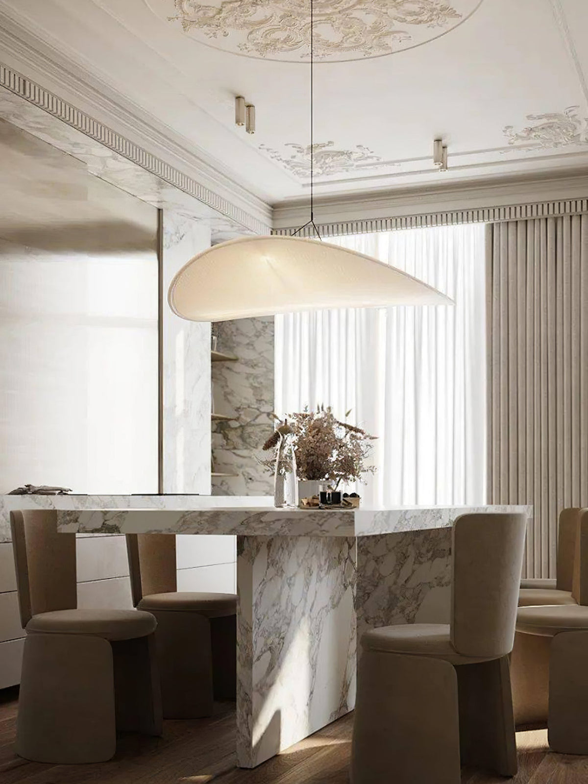 Larenol hanglamp van glas van papier en glasvezel