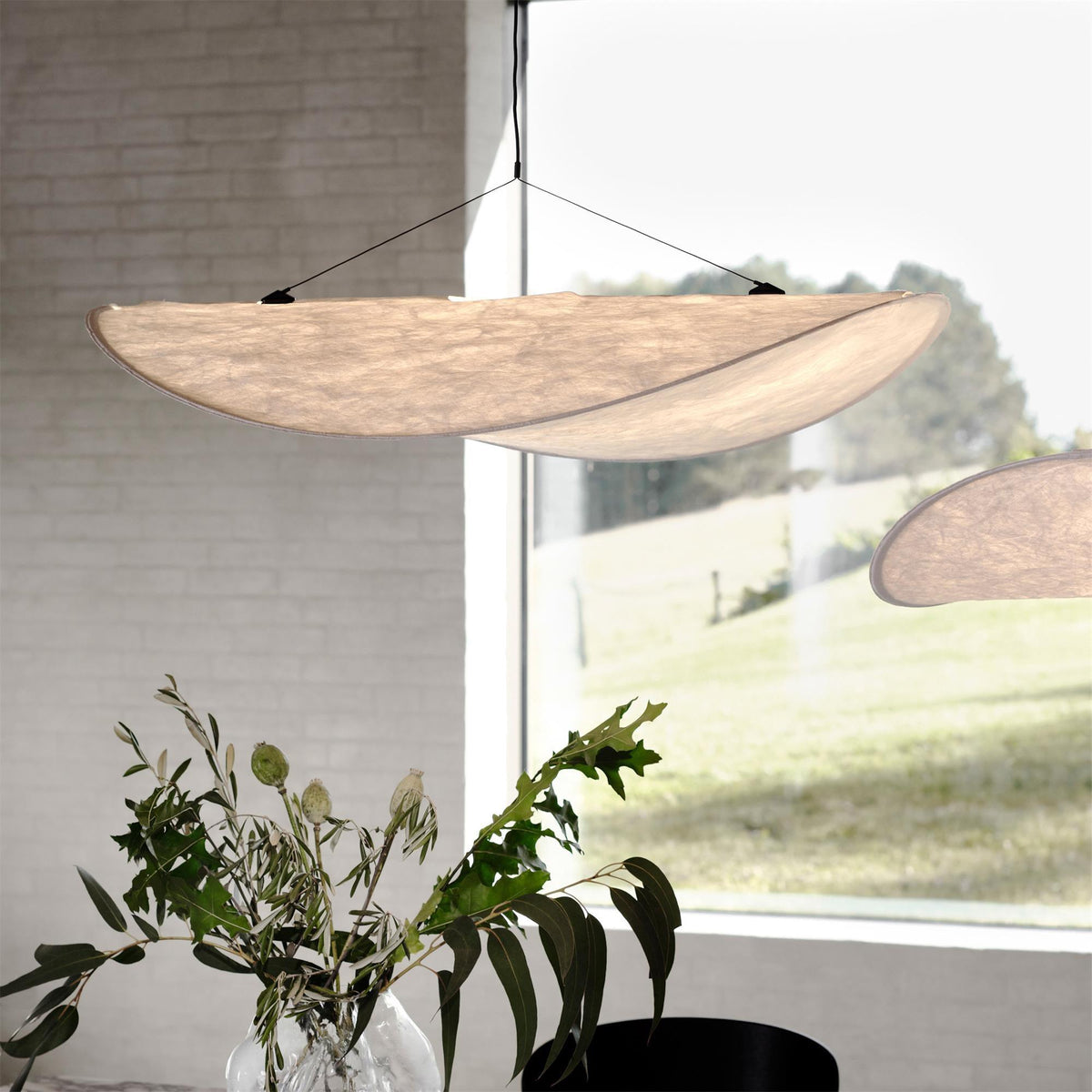 Larenol hanglamp van glas van papier en glasvezel