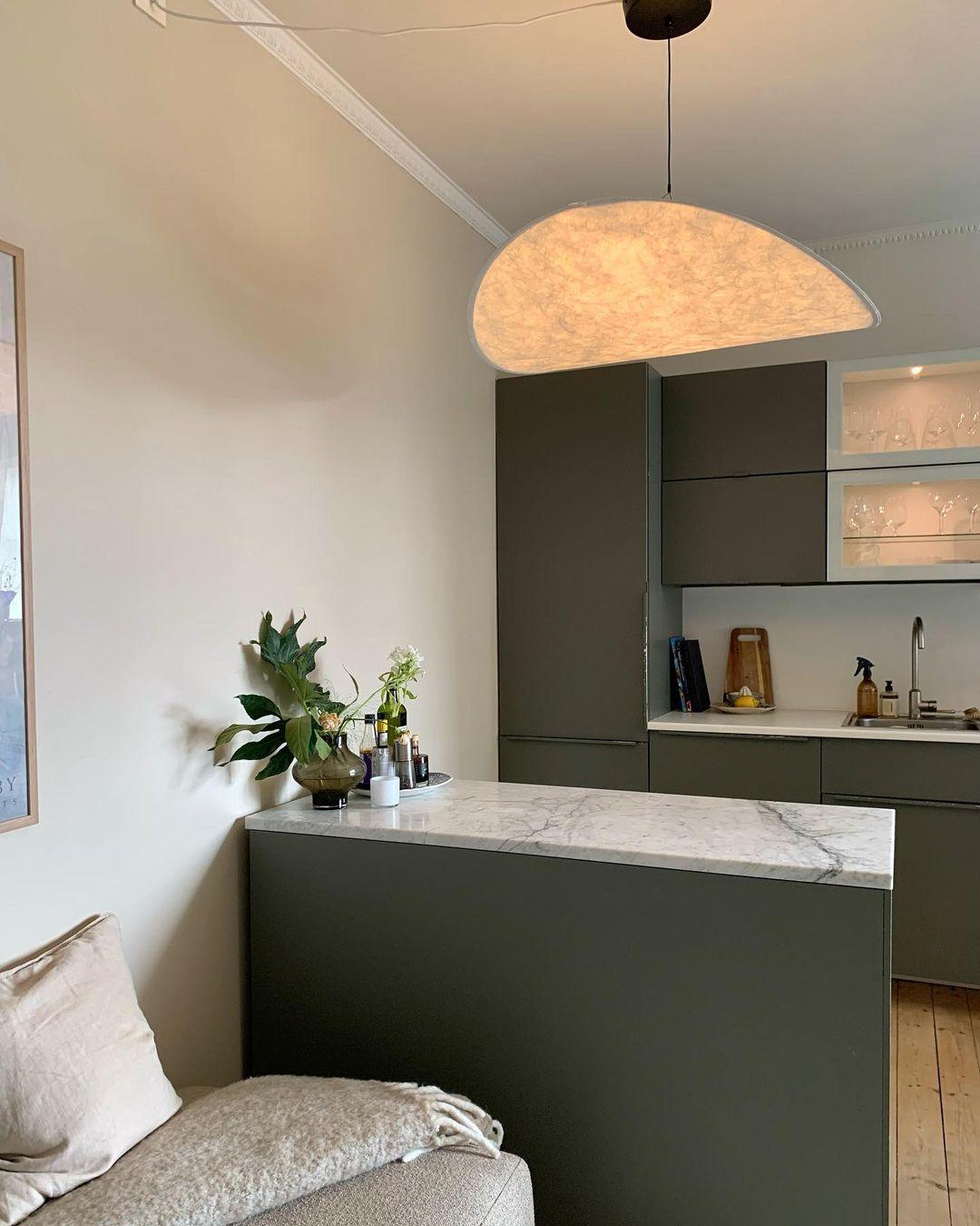 Larenol hanglamp van glas van papier en glasvezel