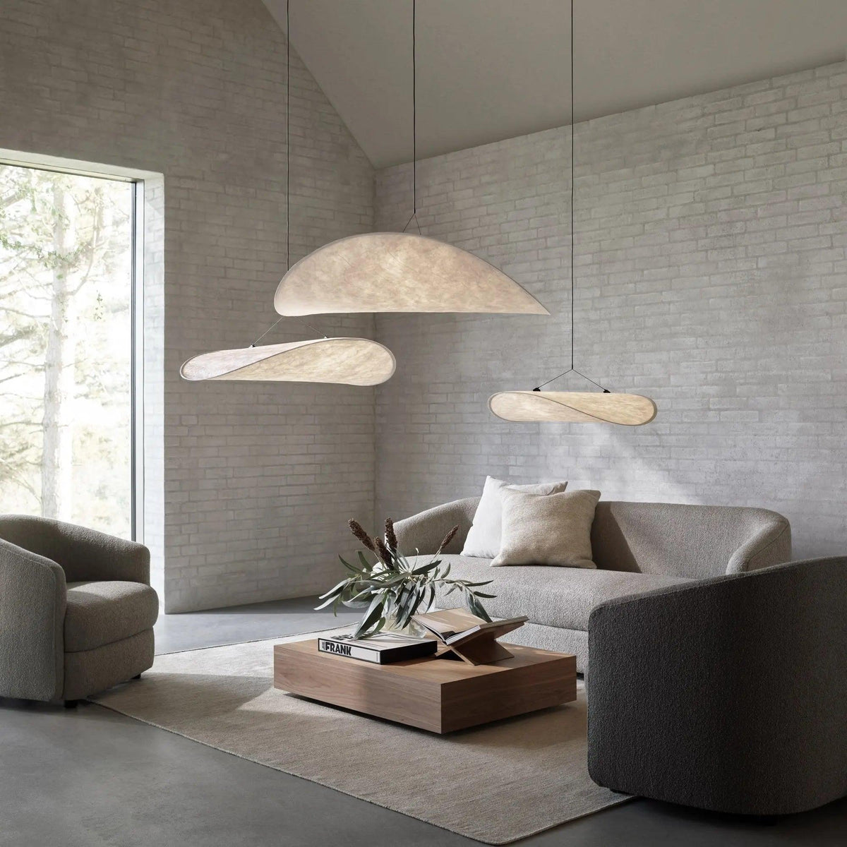 Larenol hanglamp van glas van papier en glasvezel