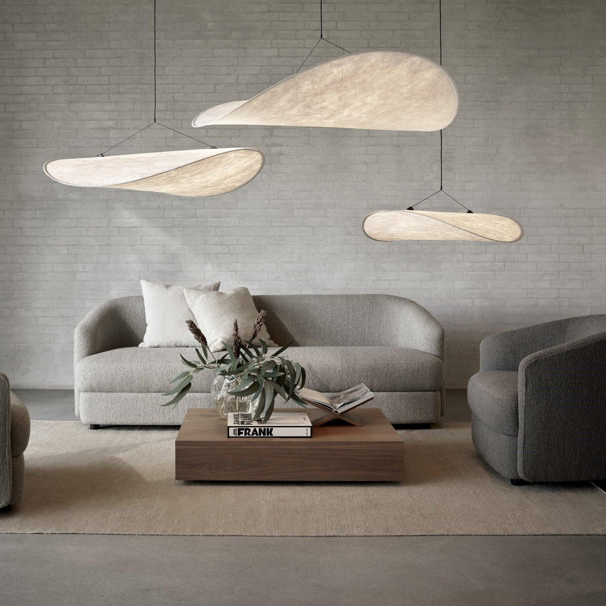 Larenol hanglamp van glas van papier en glasvezel