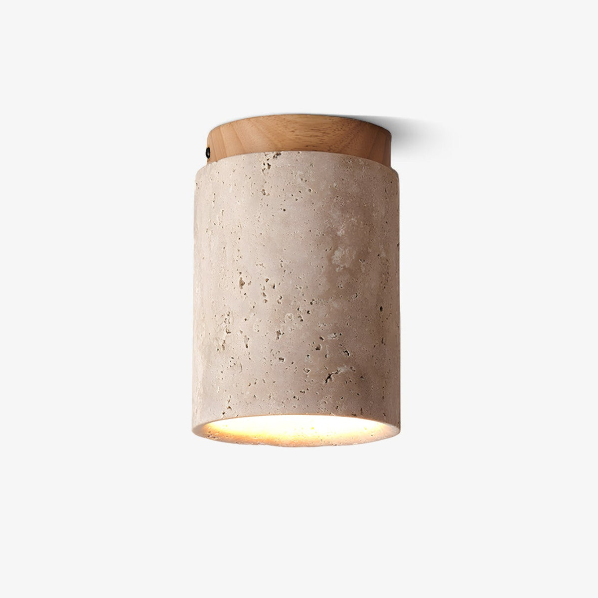 Valelelle plafondlamp met cilindrische kap van travertin