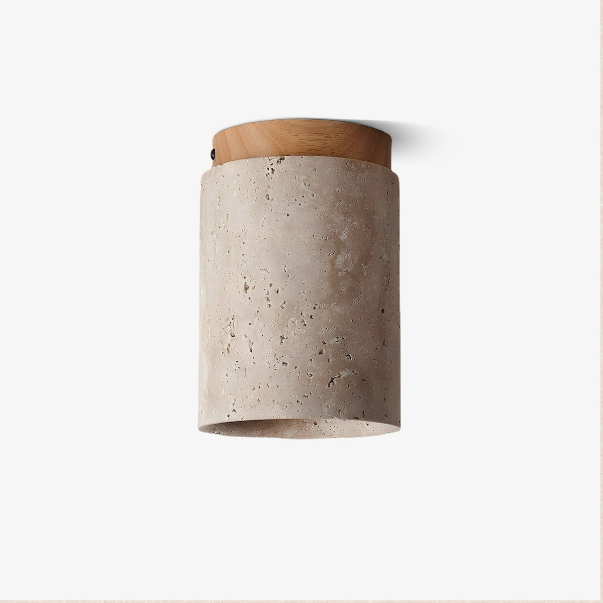 Valelelle plafondlamp met cilindrische kap van travertin