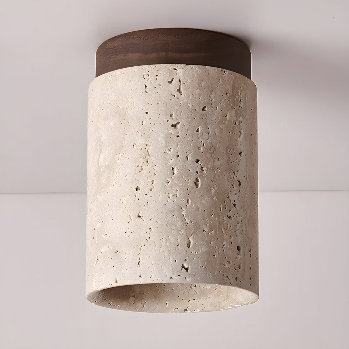 Valelelle plafondlamp met cilindrische kap van travertin