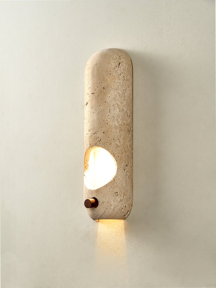 Serirella wandlamp met geel travertin