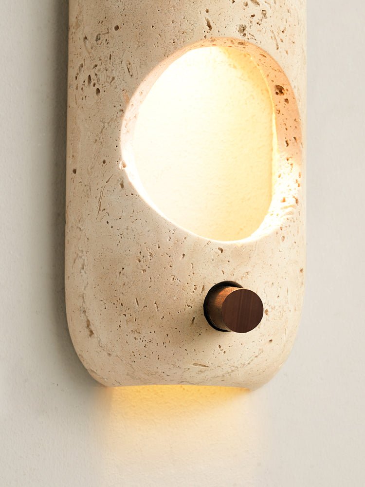 Serirella wandlamp met geel travertin
