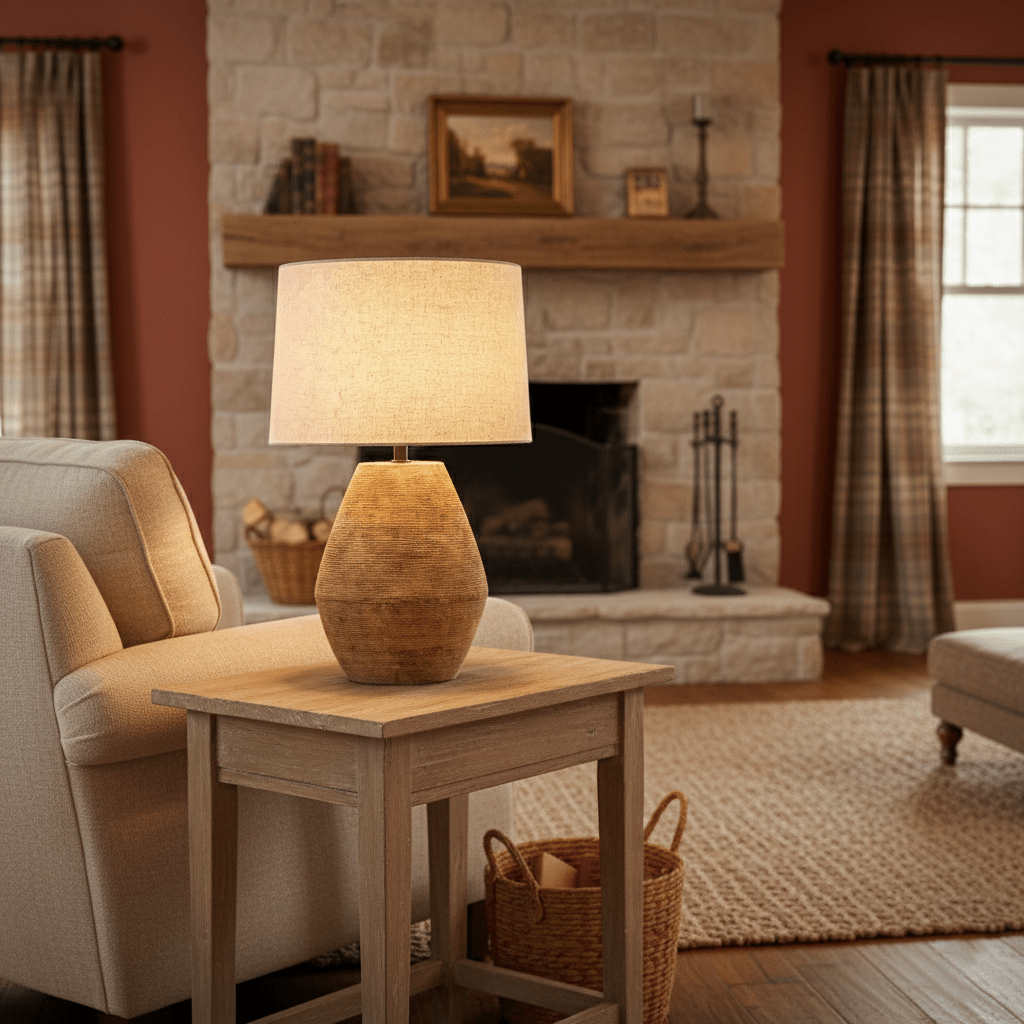Textured Terracotta Toned tafellamp