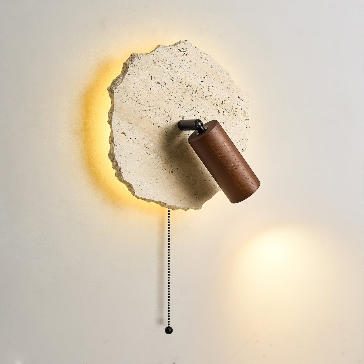 Valeriella wandlamp in Geel travertin