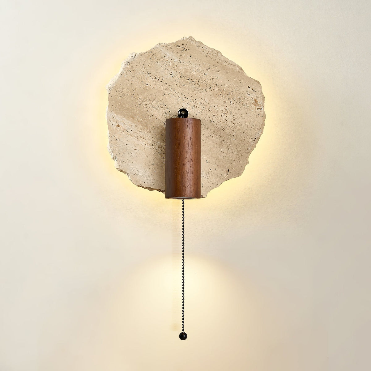 Valeriella wandlamp in Geel travertin