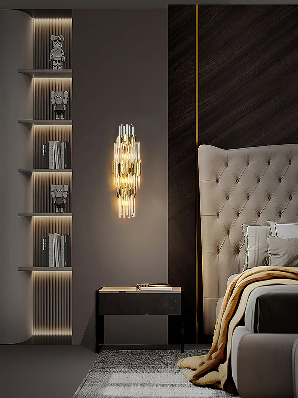 Elyoaria wandlamp met drie lagen kristal in Nordic-art stijl