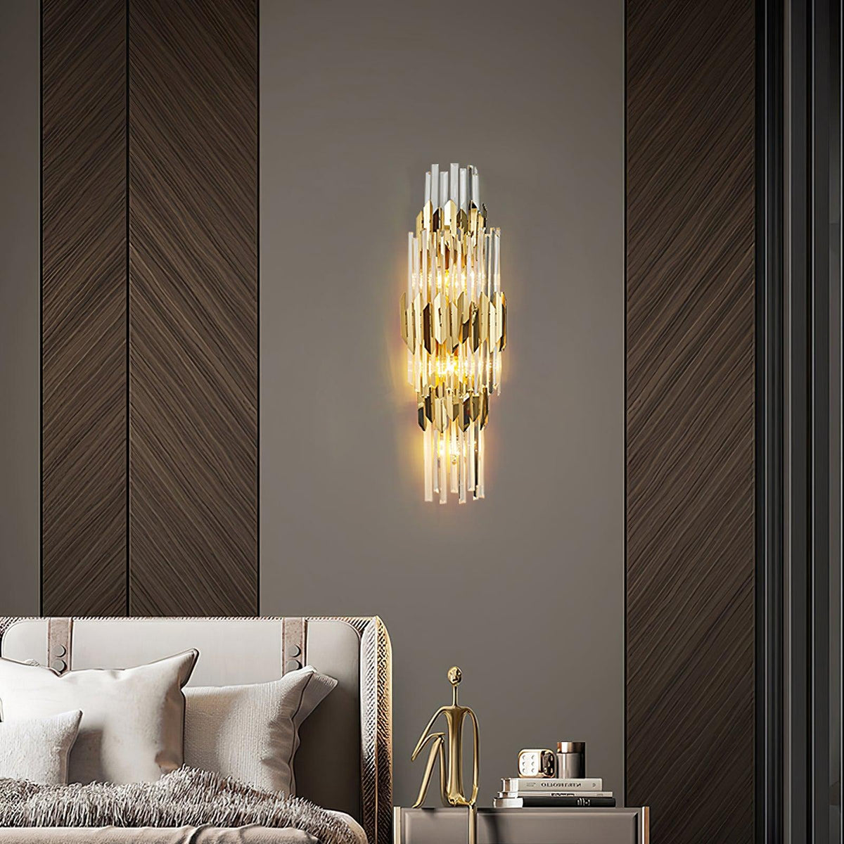 Elyoaria wandlamp met drie lagen kristal in Nordic-art stijl
