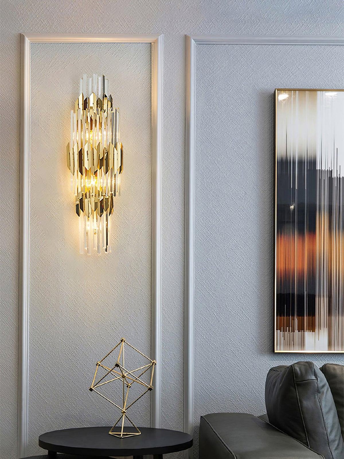 Elyoaria wandlamp met drie lagen kristal in Nordic-art stijl