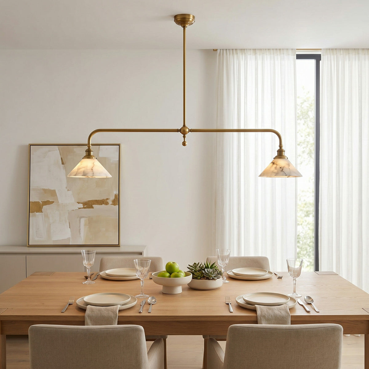 Niveine hanglamp van met albast
