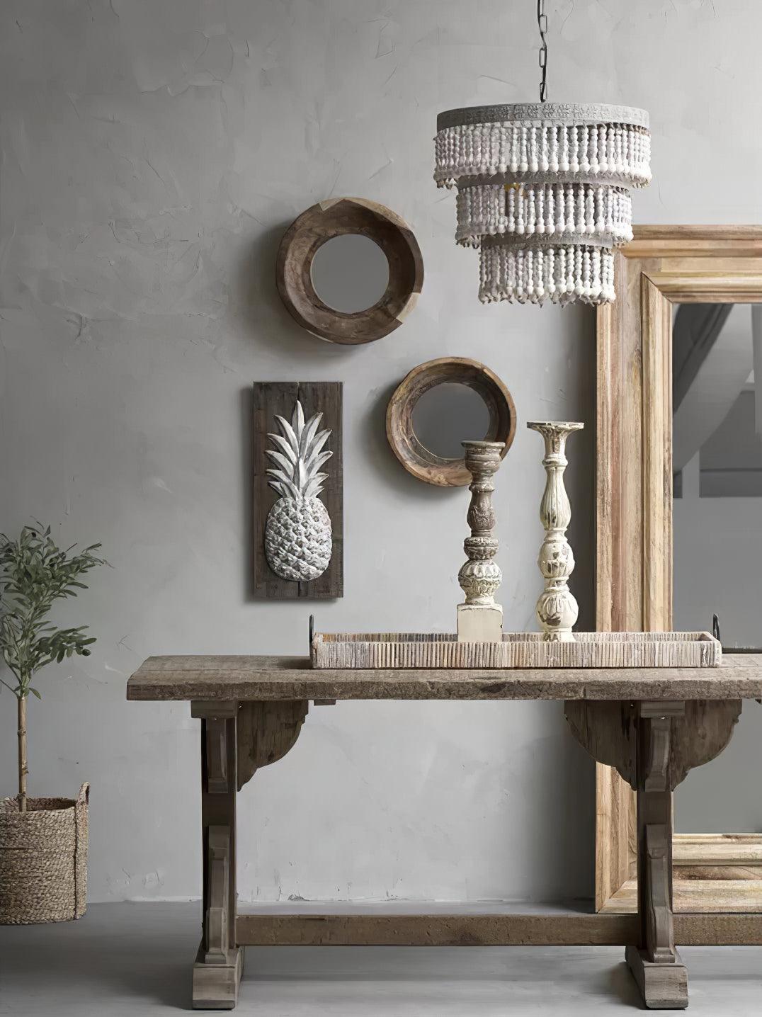 Aldaneon kroonluchter drie-laags met houten kralen