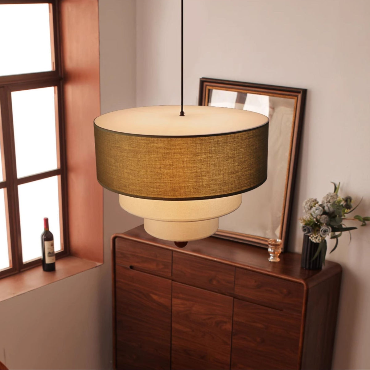 Calderin hanglamp met drie lagen van stoffen