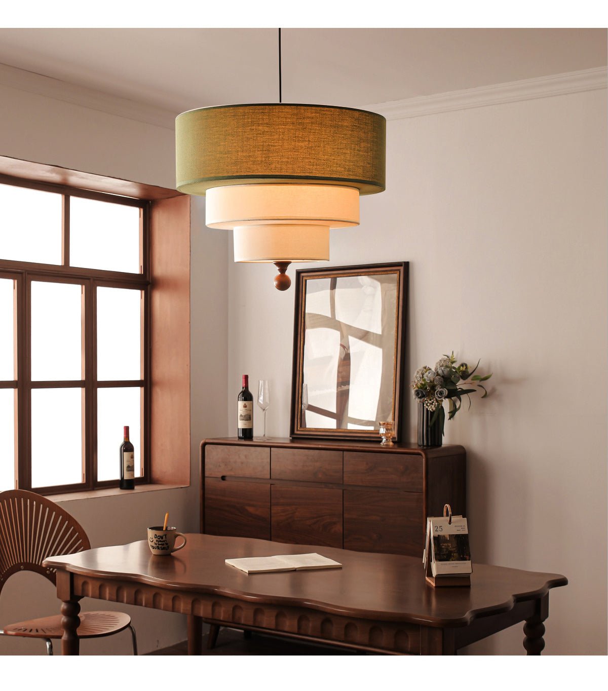 Calderin hanglamp met drie lagen van stoffen