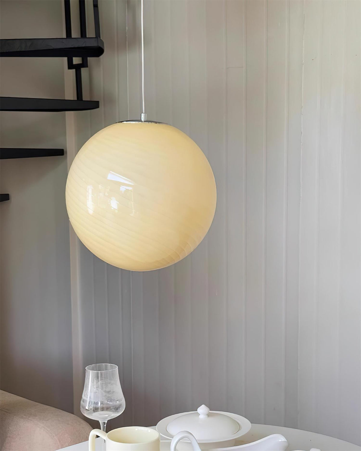 Dorvian Moderne hanglamp met blauwe glazen bol