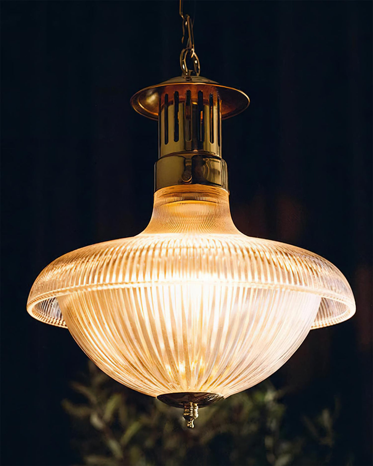 Norvela hanglamp helder geribbelde glas messing vintage