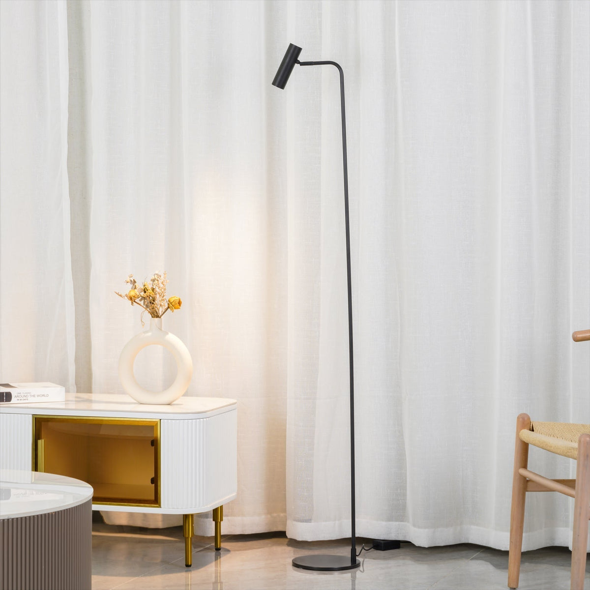 Nirixa messing industriële vloerlamp