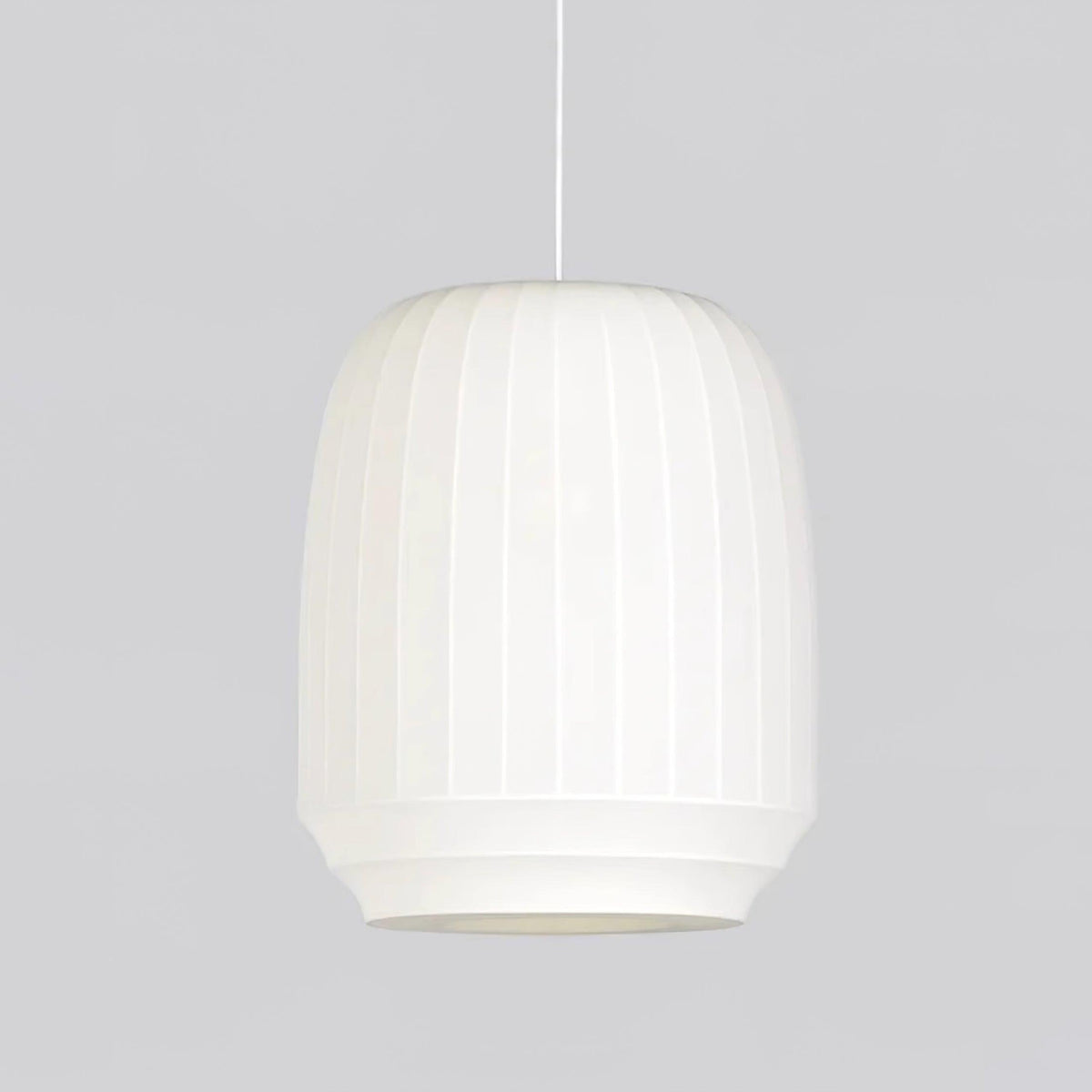 Taro hanglamp zijde kap witte stof verticale lijnen zachte moderne minimalistisch