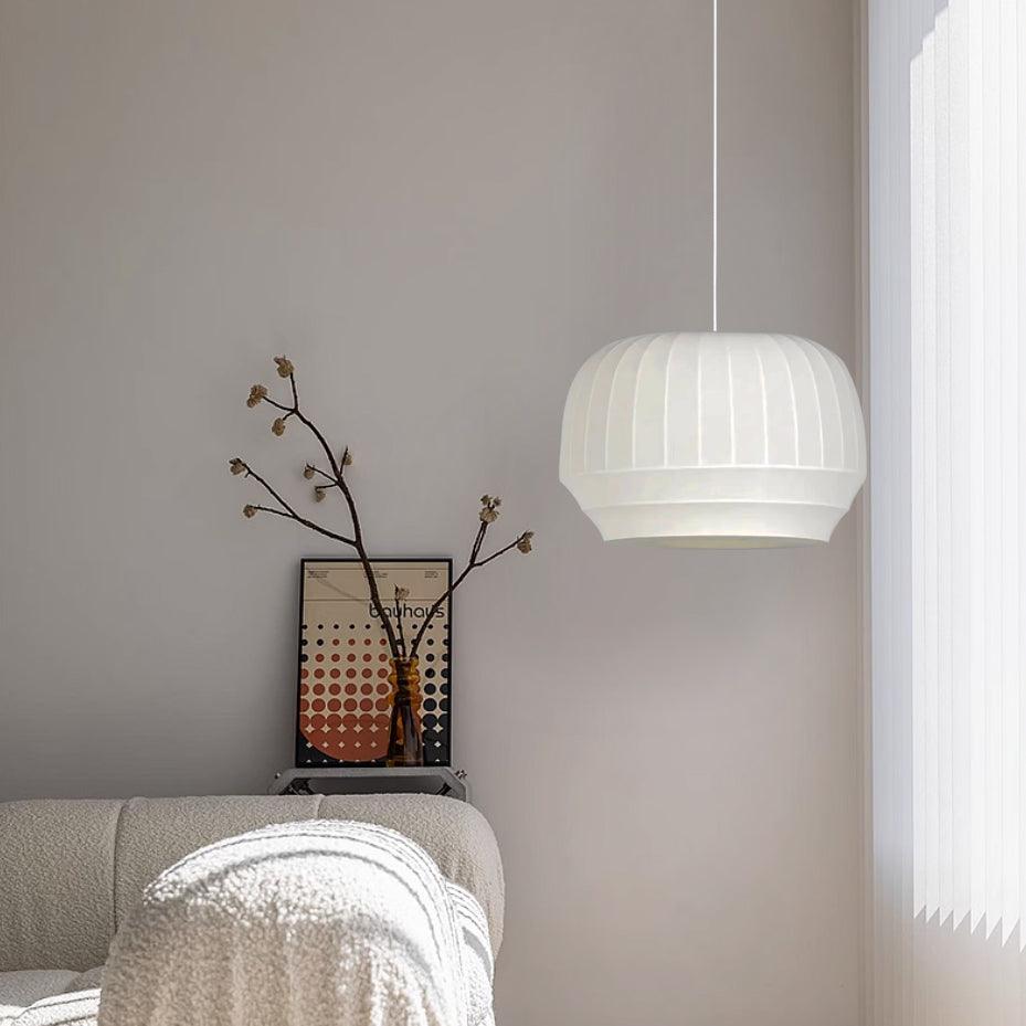 Taro hanglamp zijde kap witte stof verticale lijnen zachte moderne minimalistisch