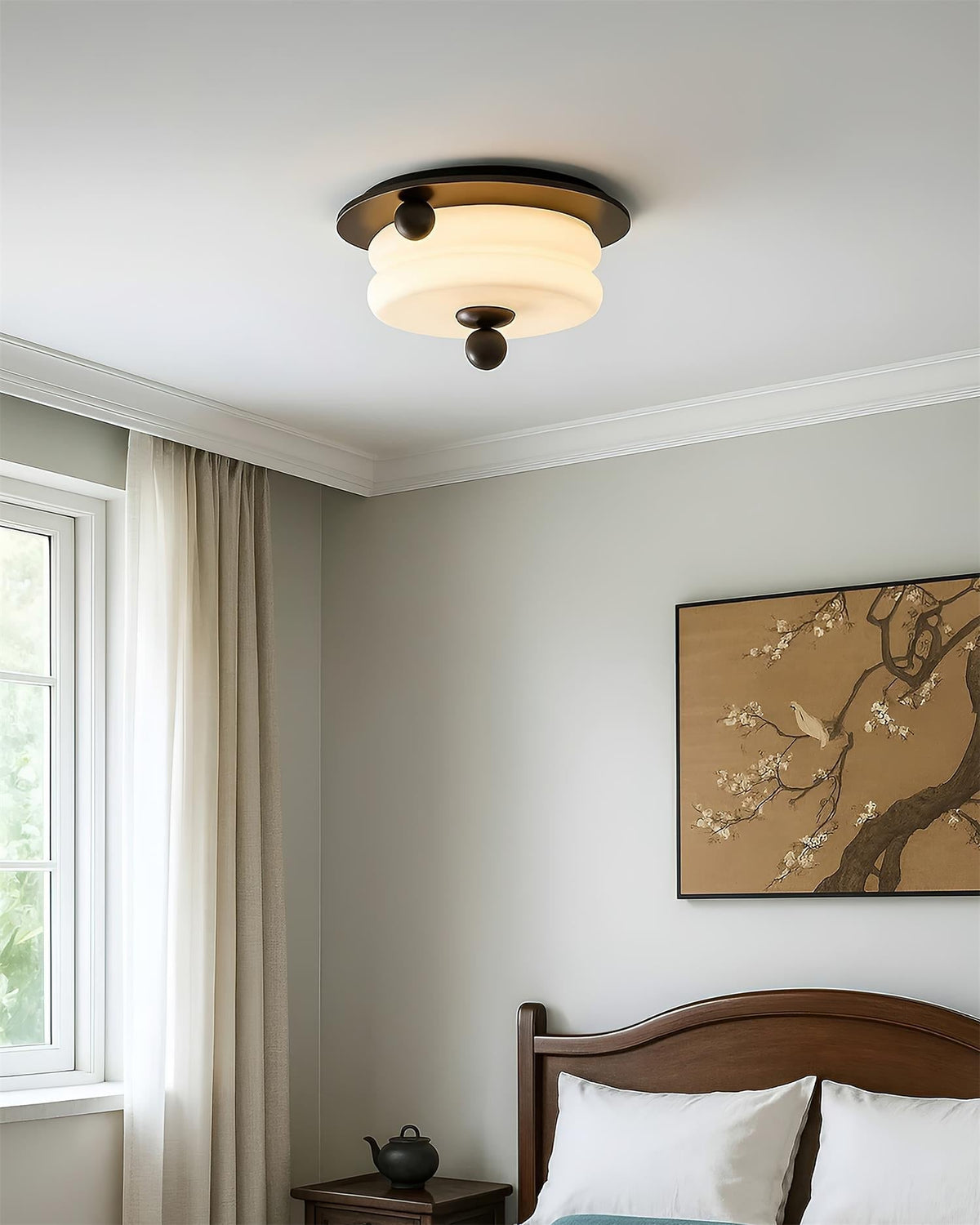 Rinoria plafondlamp van walnoothout