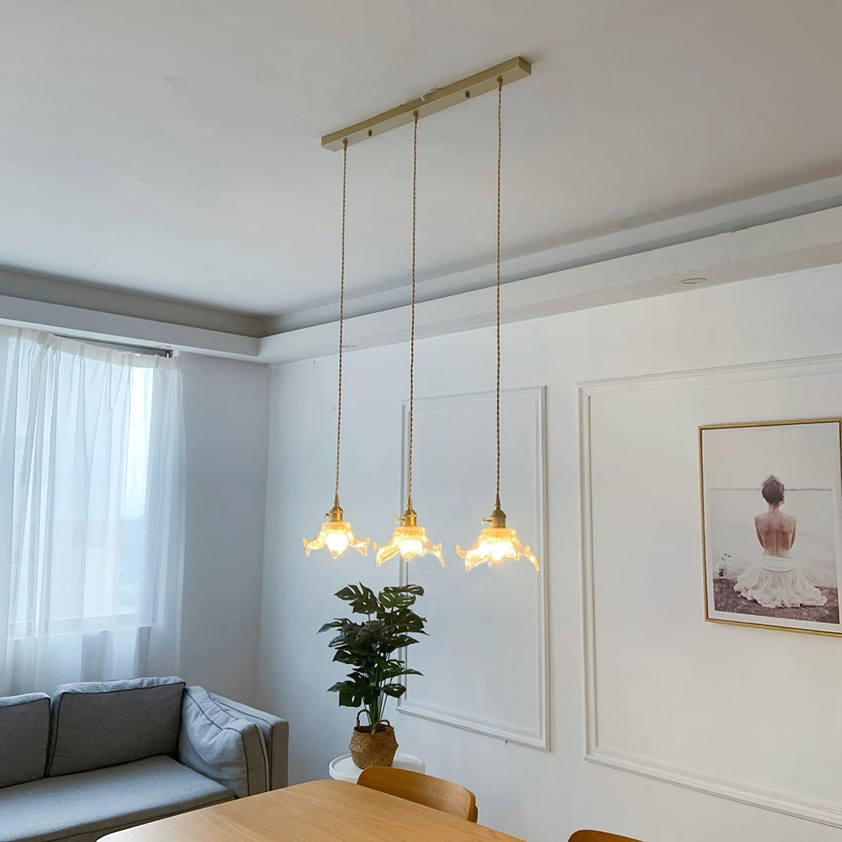Aell hanglamp van messing en glas met glamoureus-ontwerp