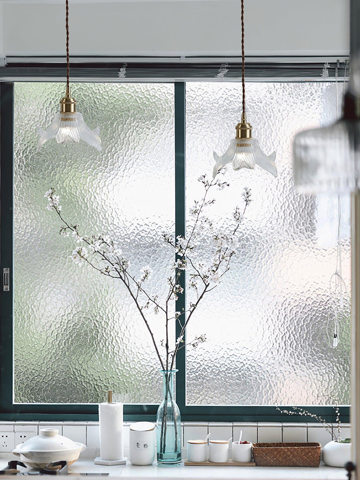 Aell hanglamp van messing en glas met glamoureus-ontwerp