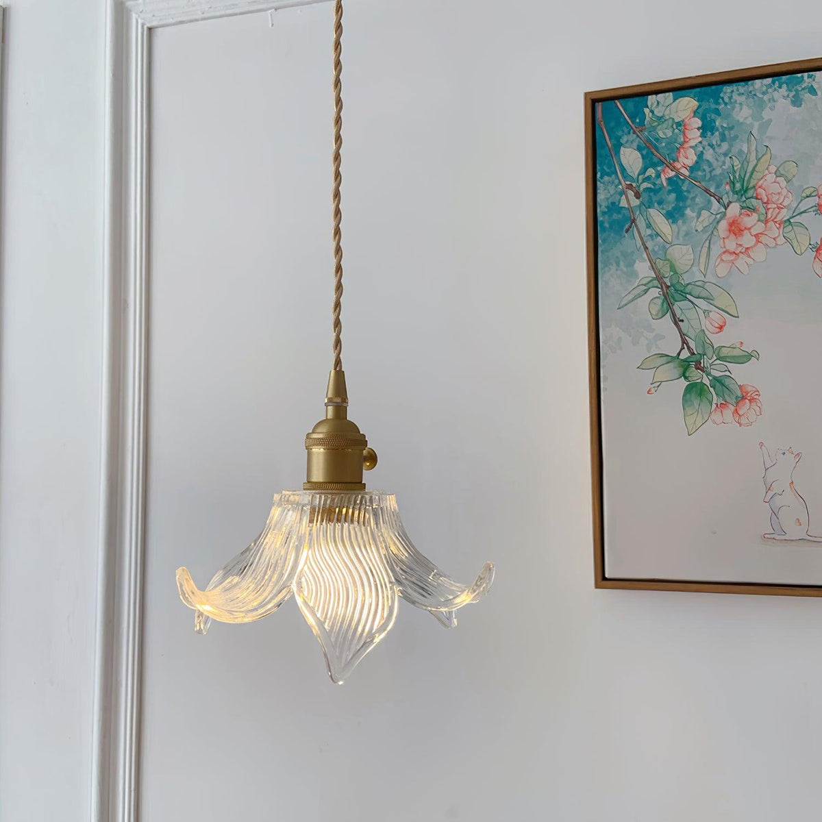 Aell hanglamp van messing en glas met glamoureus-ontwerp