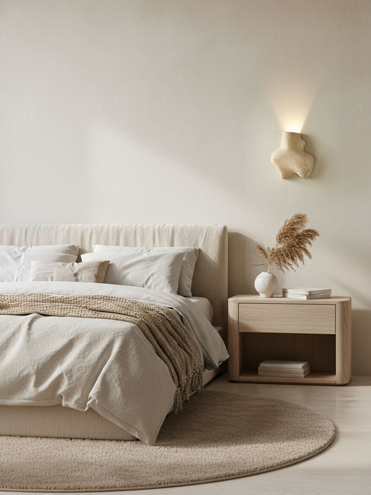 Whitlow wandlamp met abstracte travertinbehuizing