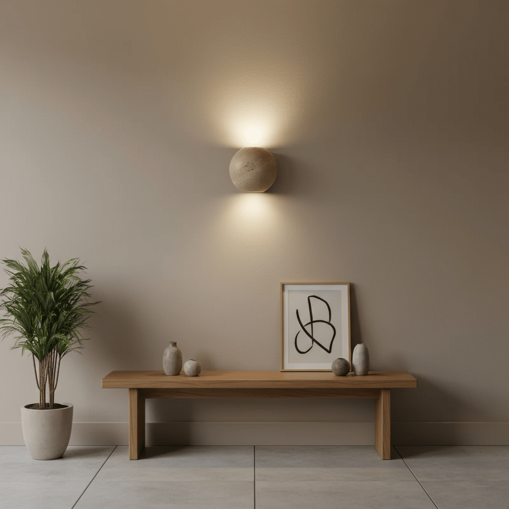 Travian travertin bollen wandlamp