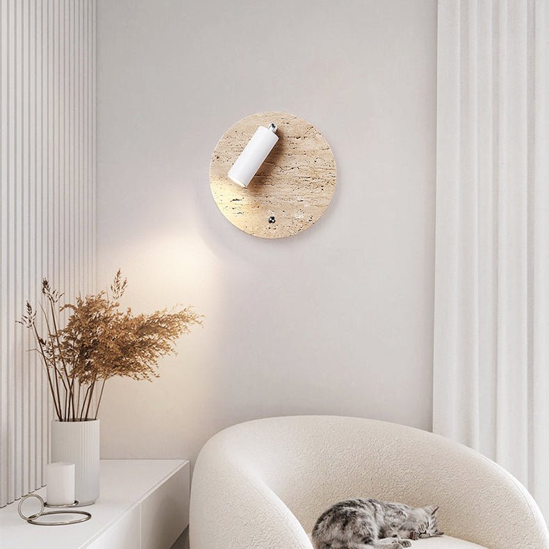 Selan travertin wandlamp met verstelbare spot