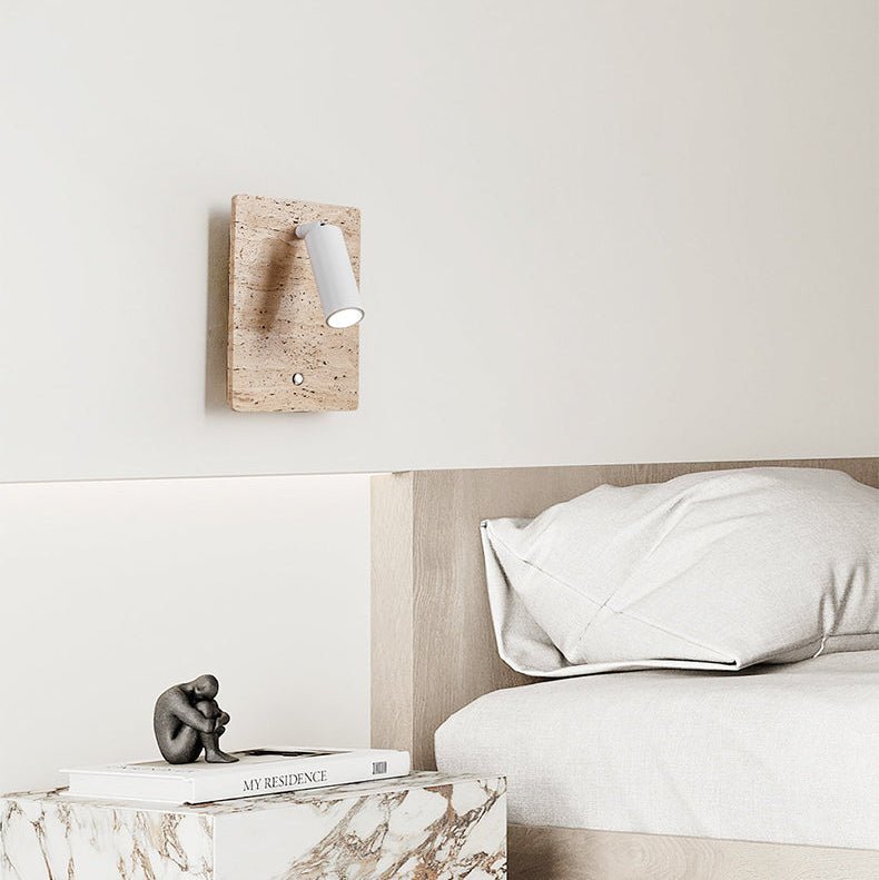 Selan travertin wandlamp met verstelbare spot