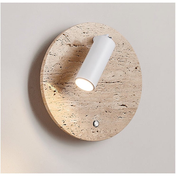 Selan travertin wandlamp met verstelbare spot